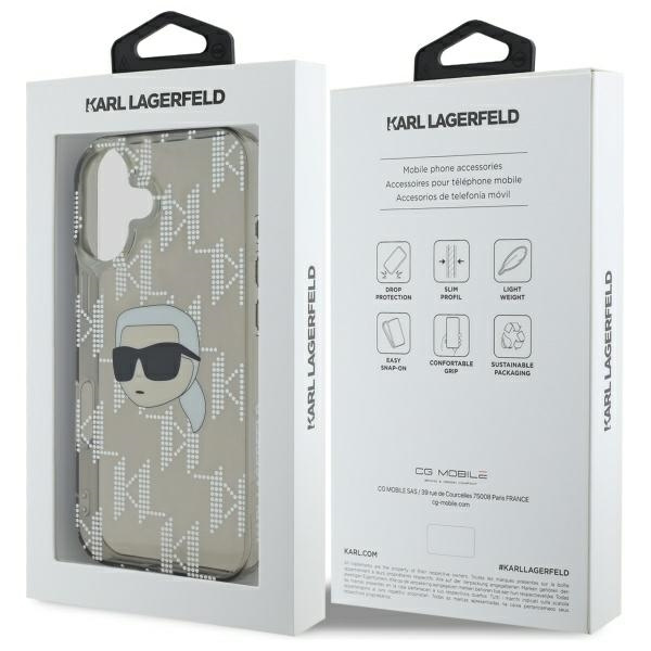 Etui Karl Lagerfeld iPhone 16 6.1" czarny/black hardcase IML Karl Head Electroplated