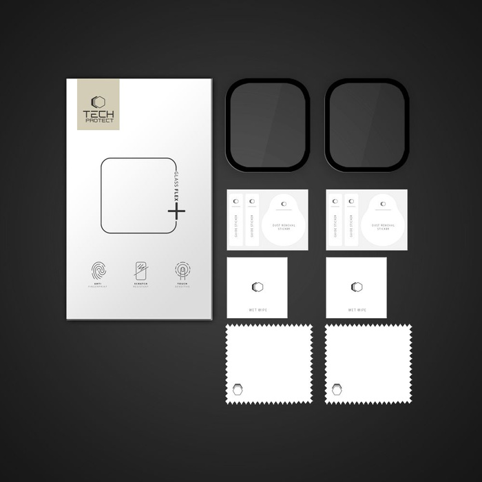 SZKŁO HYBRYDOWE TECH-PROTECT APPLE WATCH 10 (46 MM) GLASS FLEX+ 2-PACK CZARNE