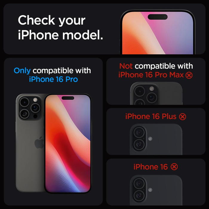 SZKŁO HARTOWANE SPIGEN GLAS.TR ”EZ FIT” 2-PACK IPHONE 16 PRO, 17, 17 PRO CLEAR