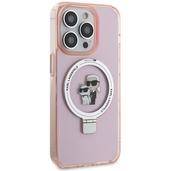 Etui Karl Lagerfeld KLHMP15XHMRSKCP iPhone 15 Pro Max 6.7" różowy/pink hardcase Ring Stand Karl&Choupettte MagSafe Case