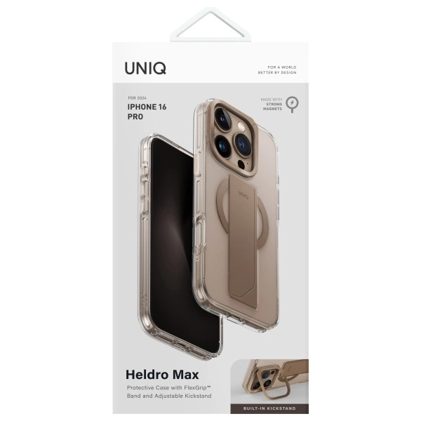 Etui UNIQ Heldro Max iPhone 16 Pro 6.3" Magclick Charging złoty/taupe gold