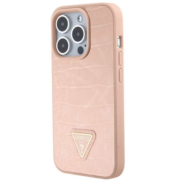 Etui Guess GUHCP15XPCRTHCP iPhone 15 Pro Max różowy/pink hardcase Croco Triangle Metal Logo Case