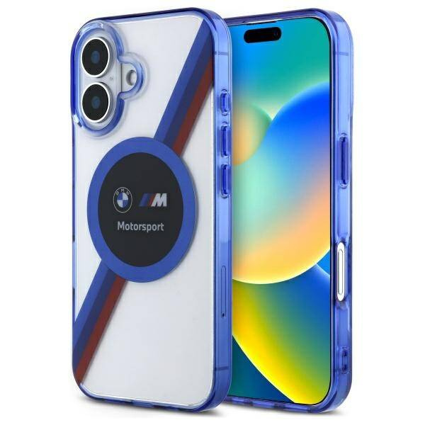 Etui BMW iPhone 16 6.1" przezroczysty/transparent hardcase Motosport IML Circle MagSafe
