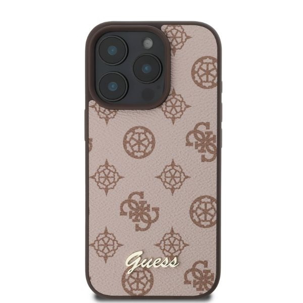 Etui Guess iPhone 16 Pro brązowy/brown HC MagSafe PU Peony Script