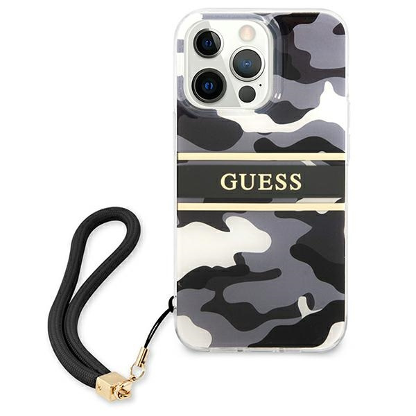Etui GUESS Apple iPhone 13 13 Pro Camo Strap Collection Czarny Hardcase