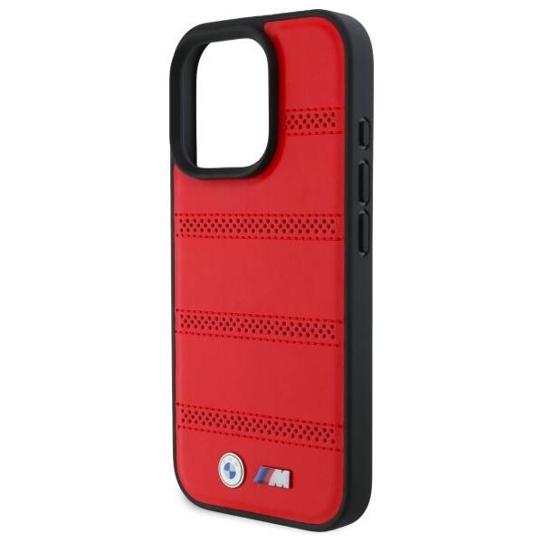 Etui BMW iPhone 16 Pro Max 6.9" czerwony/red hardcase M Perforated And Stitched Line MagSafe
