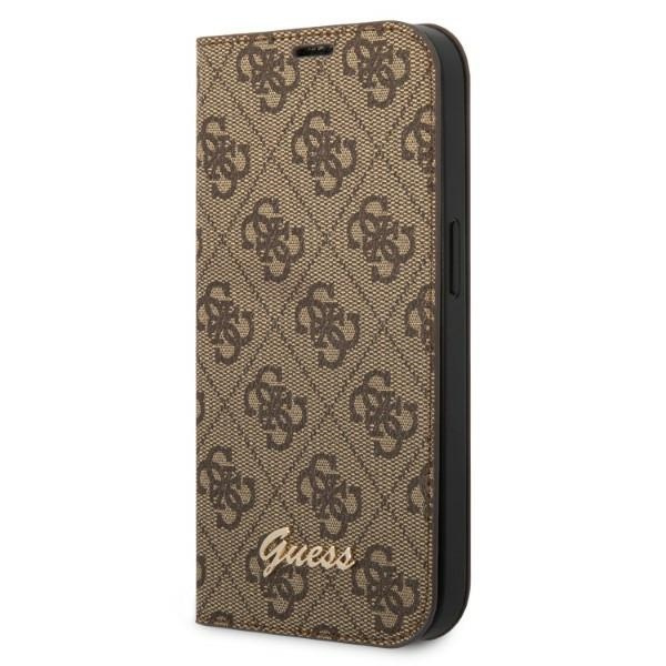 Etui GUESS Apple iPhone 14 Pro Max Book 4G Vintage Gold Logo Brązowy Case