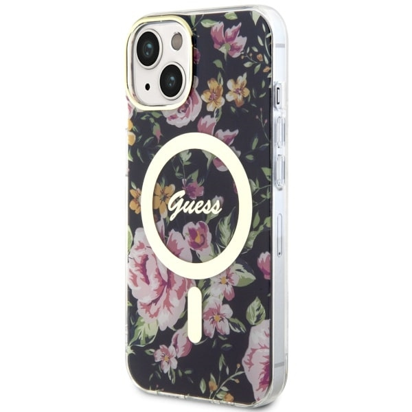 Etui Guess GUHMP14MHCFWSK iPhone 14 Plus 6.7" czarny/black hardcase Flower MagSafe Case