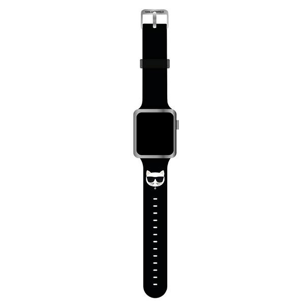 Pasek KARL LAGERFELD Apple Watch 42 44 45mm Strap Silicone Choupette Heads Czarny