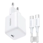Ładowarka sieciowa Ugreen X513 30W GaN 1x USB-C + kabel USB-C 1m - biała