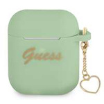 Etui GUESS Apple AirPods Cover Silicone Charm Heart Collection Zielony Case