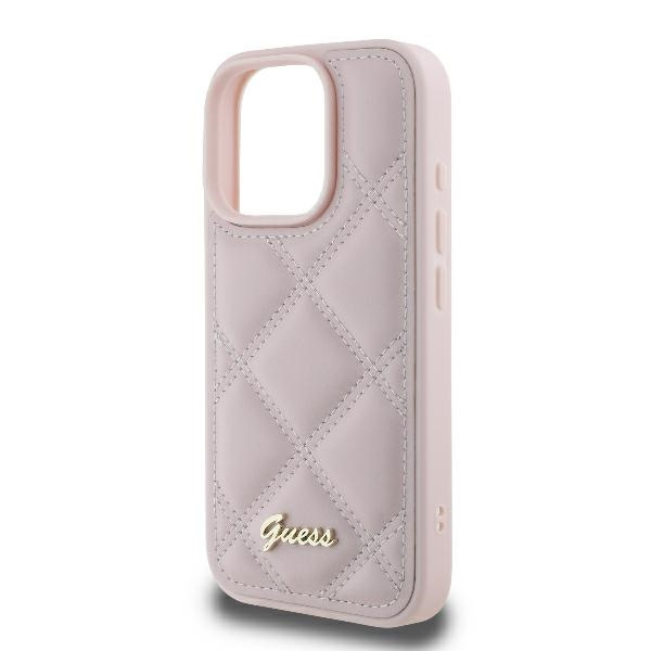 Etui Guess iPhone 16 Pro Max 6.9" różowy/pink hardcase Quilted Metal Logo