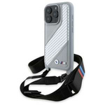 Etui BMW iPhone 16 Pro szary/grey hardcase M Edition Carbon Stripe & Strap