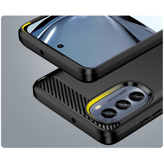 Etui Carbon Case etui do Motorola Moto G62 5G elastyczny silikonowy karbonowy pokrowiec czarne Case