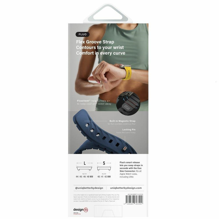 Pasek UNIQ Fluo Apple Watch 49/46/45/44/42/41/40mm Magnetic Szary