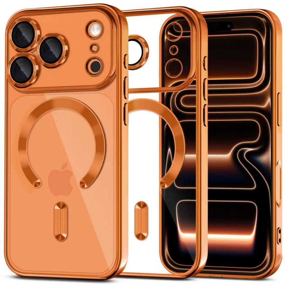 Etui TECH-PROTECT MagFlex MagSafe iPhone 17 Pro Max Shiny Cosmic Orange przód i tył