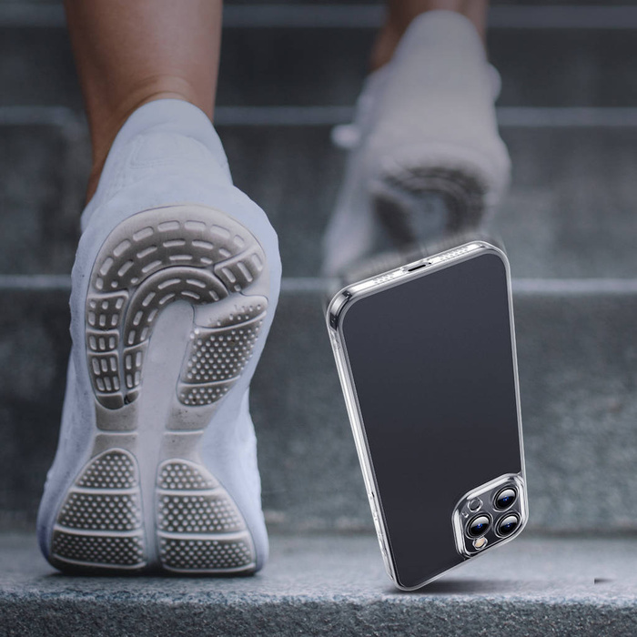 Etui Baseus Frosted Glass Case pokrowiec do iPhone 13 Pro Max sztywna obudowa z żelową ramką przezroczysty (ARWS000802)