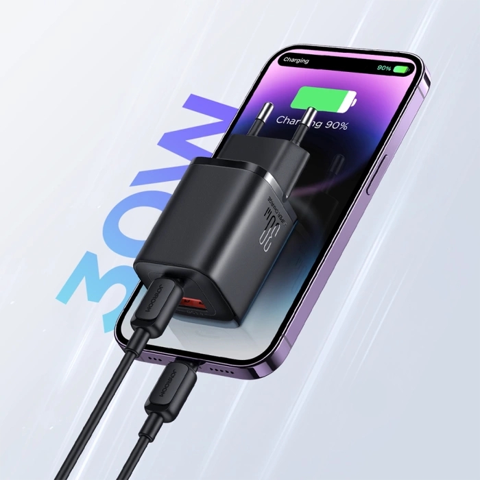 Szybka ładowarka sieciowa Joyroom JR-TCF08EU Speed Series 30W USB-A / USB-C PD/QC/AFC/FCP - czarna