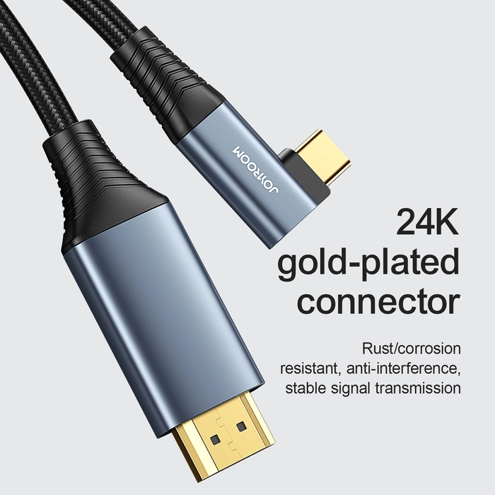 Kabel USB-C - HDMI Joyroom SY-20C1 kątowy 4K 60Hz 2m – szary