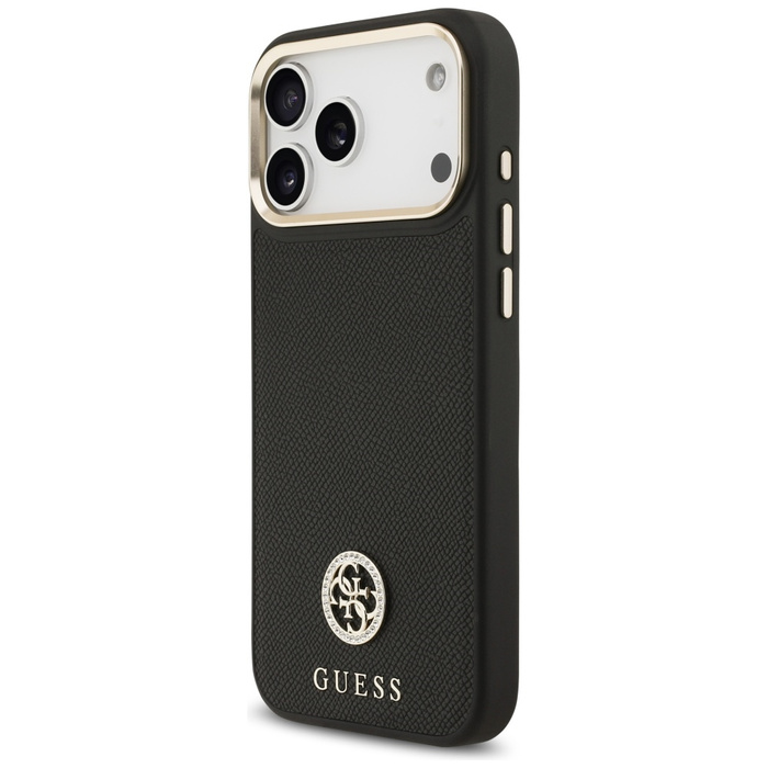 Etui Guess Grained Strass Logo MagSafe   do iPhone 17 Pro Max czarny