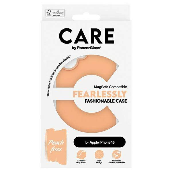 Etui CARE by PanzerGlass Fashion Case iPhone 16 6.1" brzoskwiniowy/peachy MagSafe 1389