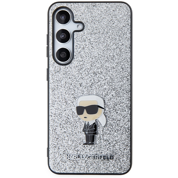Etui Karl Lagerfeld KLHCS24SGCNPSG S24 S921 srebrny/silver hardcase Fixed Glitter Ikonik Logo Metal Pin Case