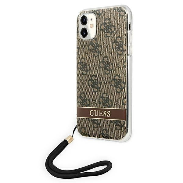 Etui GUESS Apple iPhone 11 4G Print Strap Brązowy Hardcase