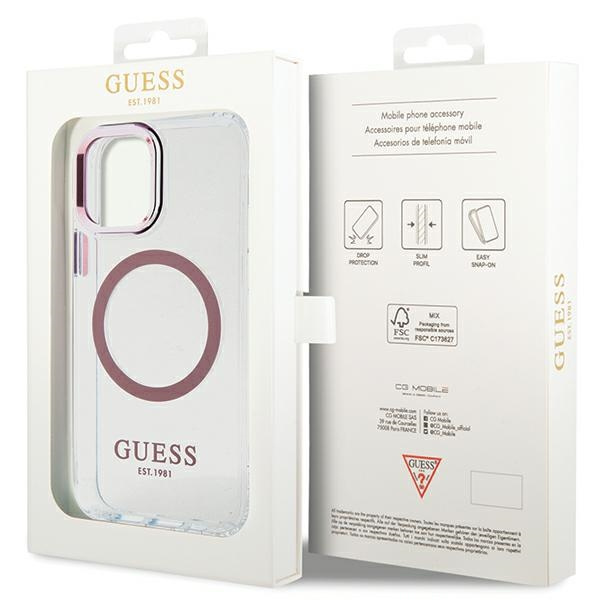 Etui Guess GUHMP12MHTRMP iPhone 12/12 Pro 6.1" różowy/pink hard case Metal Outline Magsafe Case