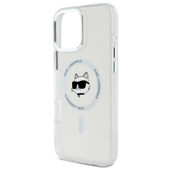 Etui Karl Lagerfeld iPhone 16 Pro 6.3" biały/white hardcase IML Metal Choupette Head MagSafe