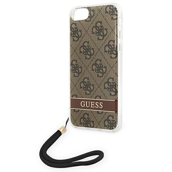 Etui GUESS Apple iPhone SE 2022 SE 2020 7 8 4G Print Strap Brązowy Hardcase