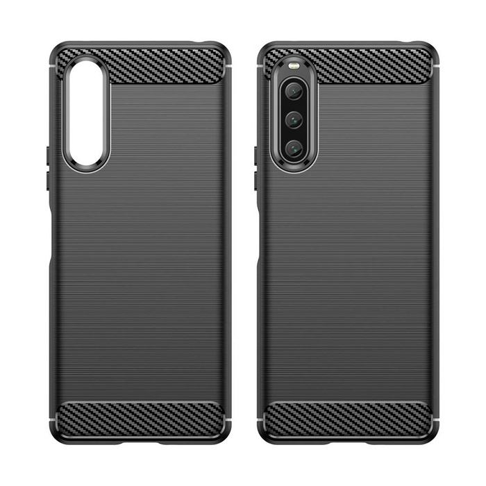 Etui Carbon Case etui do Sony Xperia 10 V elastyczny silikonowy karbonowy pokrowiec czarne Case