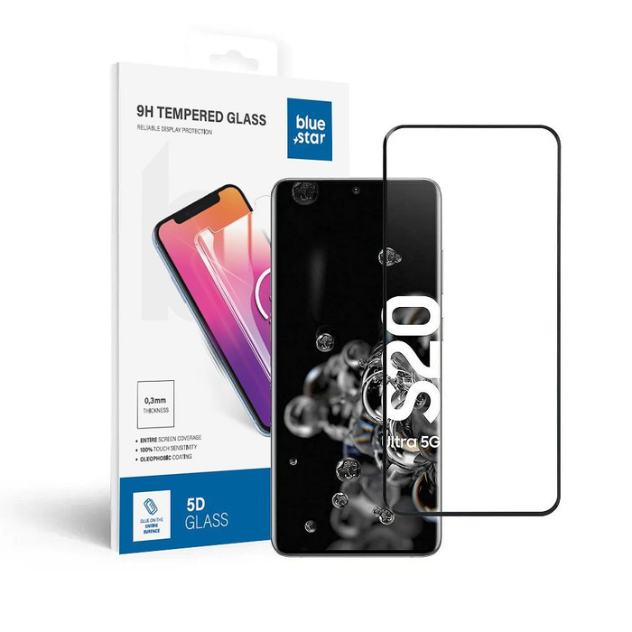Szkło hartowane do Samsung Galaxy S20 ULTRA (full glue / case friendly) Blue Star 5D czarne