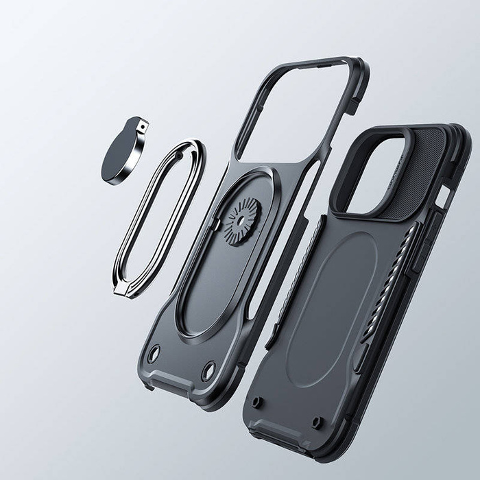 Etui Joyroom Dual Hinge Etui iPhone 14 Pancerny Pokrowiec Z Podstawką Uchwytem Ring Holder Czarne Case