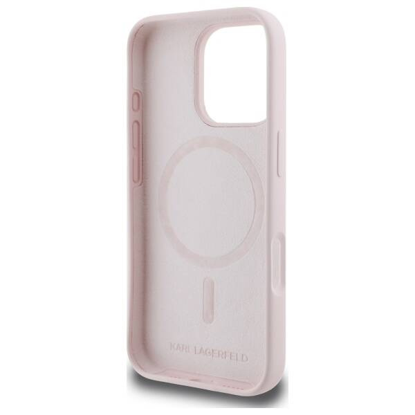 Etui Karl Lagerfeld iPhone 16 Pro różowy/pink HC MagSafe Sil Double Heads Print