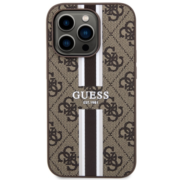 Etui Guess GUHMP14XP4RPSW iPhone 14 Pro Max 6.7" brązowy/brown hardcase 4G Printed Stripes MagSafe Case