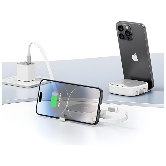 USAMS Kabel rozwijany 3w1 z pudełkiem MicroUSB/USB-C/Lightning 60W srebrny/silver SJ650USB02 (US-SJ650)