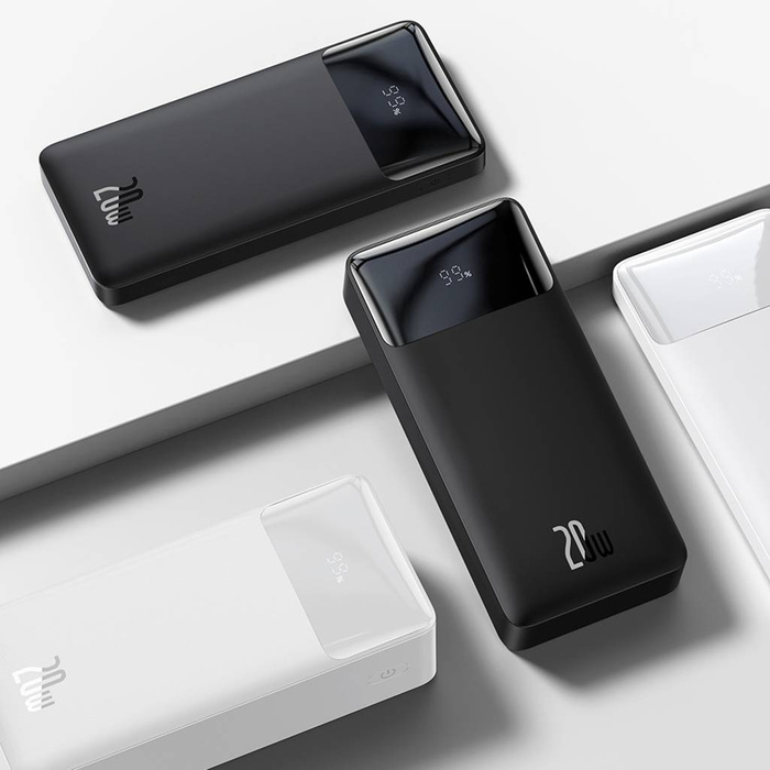 Baseus Bipow powerbank z szybkim ładowaniem 10000mAh 20W czarny (Overseas Edition) + kabel USB-A - Micro USB 0.25m czarny (PPBD050301)
