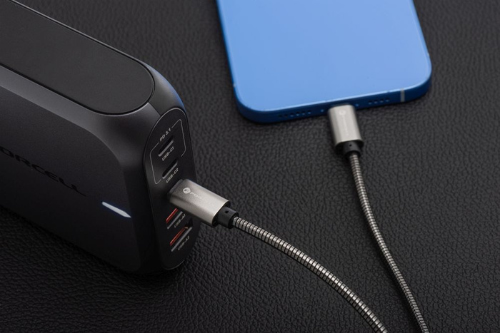 Kabel USB C do Lightning Forcell F-Energy PD 3A 27W Metal 1 m C238 srebrny