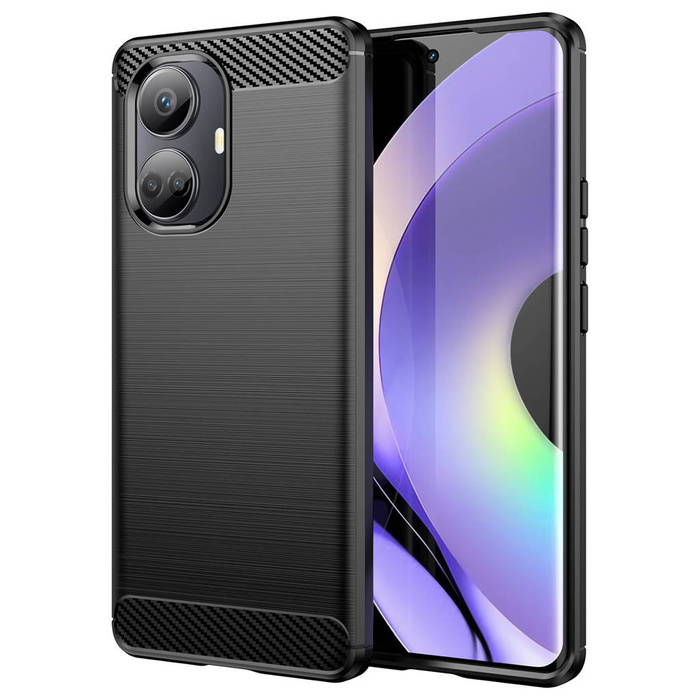 Etui Carbon Case etui do Realme 10 Pro elastyczny silikonowy karbonowy pokrowiec czarne Case