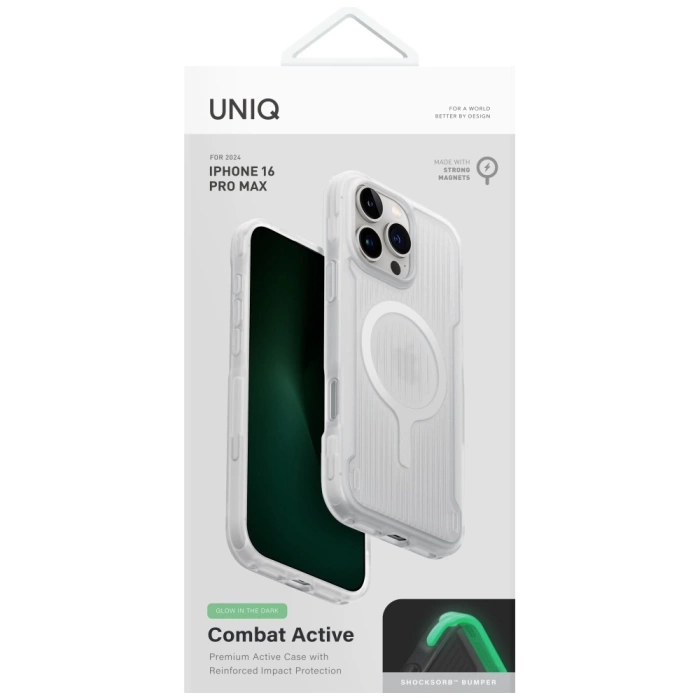 Etui UNIQ Combat Active do iPhone 16 Pro Max Magclick Charging lume white