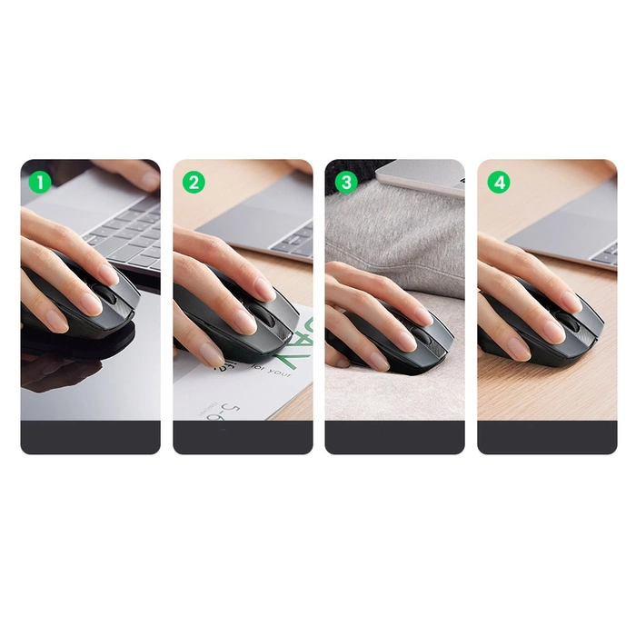 Ugreen optyczna mysz bezprzewodowa USB 2.4GHz 4000 DPI czarny (MU006)