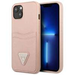 Etui GUESS Apple iPhone 13 Mini Saffiano Triangle Logo Cardslot Różowy Hardcase