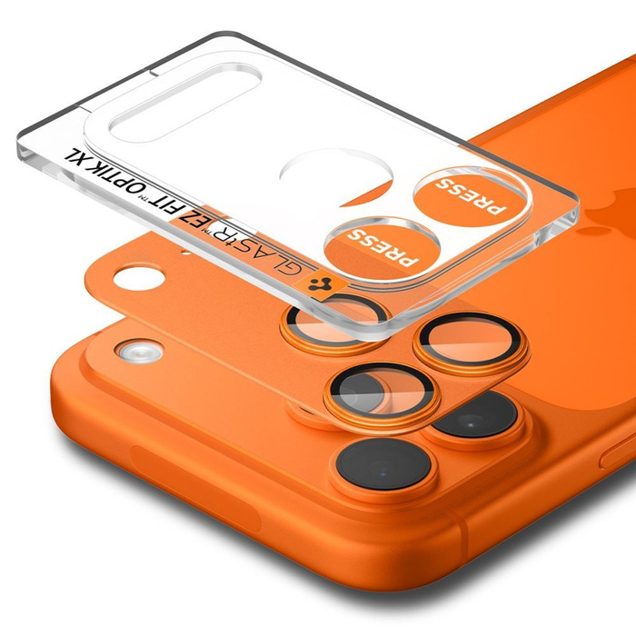 OSŁONA APARATU SPIGEN IPHONE 17 PRO MAX OPTIK PRO XL GLAS.TR ”EZ FIT” CAMERA PROTECTOR ORANGE