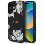Etui Guess Grained Printed Flower         Pattern MagSafe do iPhone 16 czarny