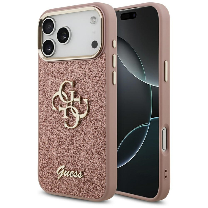 Etui Guess Fixed Glitter Big 4G Metal    Frame do iPhone 17 Pro Max różowy