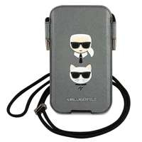 Torebka KARL LAGERFELD Telefon 6,7 Saffiano Ikonik Karl&Choupette Head Szary Hardcase