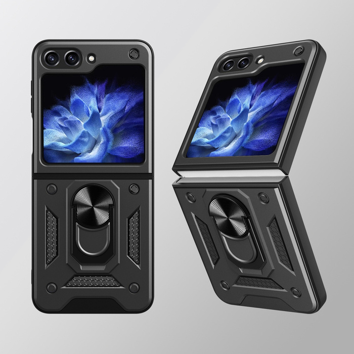 Etui pancerne Hybrid Armor Camshield do Galaxy Z Flip 5 5G z osłoną na aparat - czarne