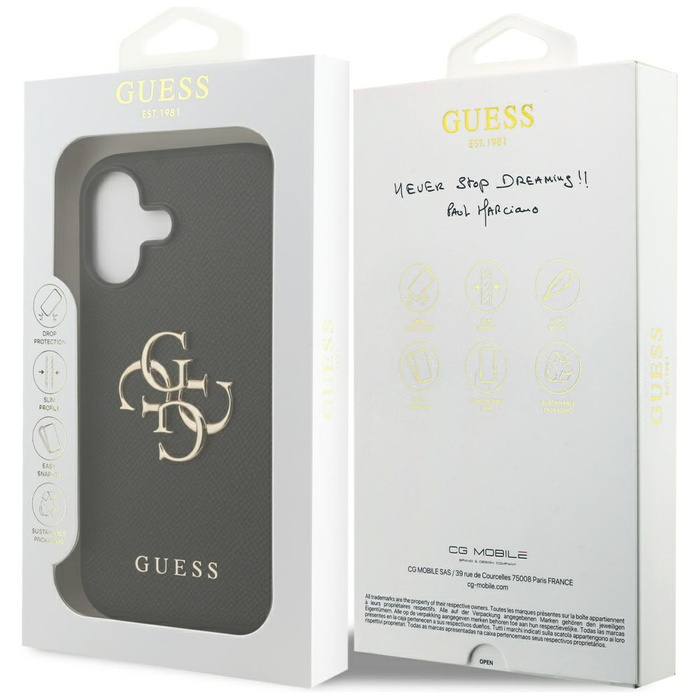 Etui Guess Grained Big 4G & Classic Logo do iPhone 17 czarny