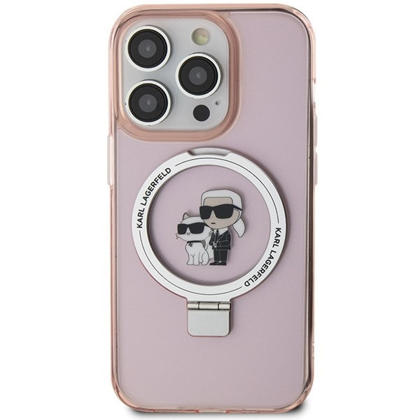Etui Karl Lagerfeld KLHMP15LHMRSKCP iPhone 15 Pro 6.1" różowy/pink hardcase Ring Stand Karl&Choupettte MagSafe Case