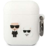 Karl Lagerfeld KLACA2SILKCW AirPods 1/2 cover biały/white Silicone Karl & Choupette